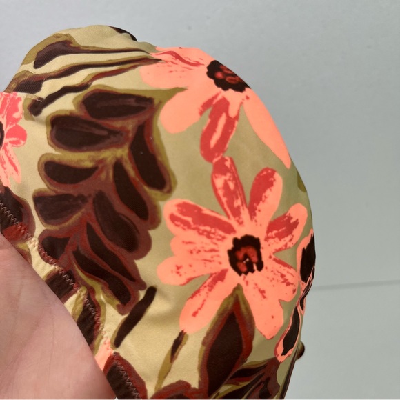 Aerie Peach Bikini Top with Floral Straps Swimsuit Women’s XS - Picture 4 of 5